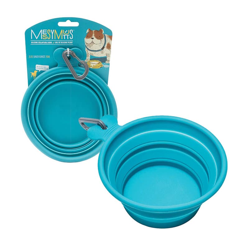 Messy Mutts Blue Collapsible Pet Food Bowl