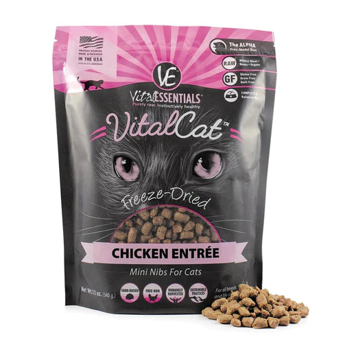 Vital Essentials - Freeze Dried Cat Food - Chicken Mini Nibs - 12 oz