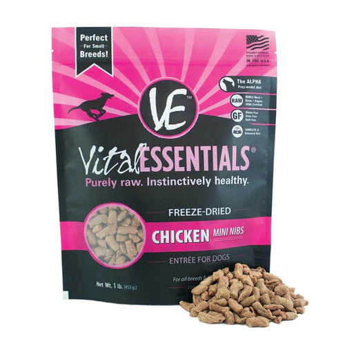 Vital Essentials - Dog GF Freeze Dried Food - Chicken Mini Nibs - 1lb